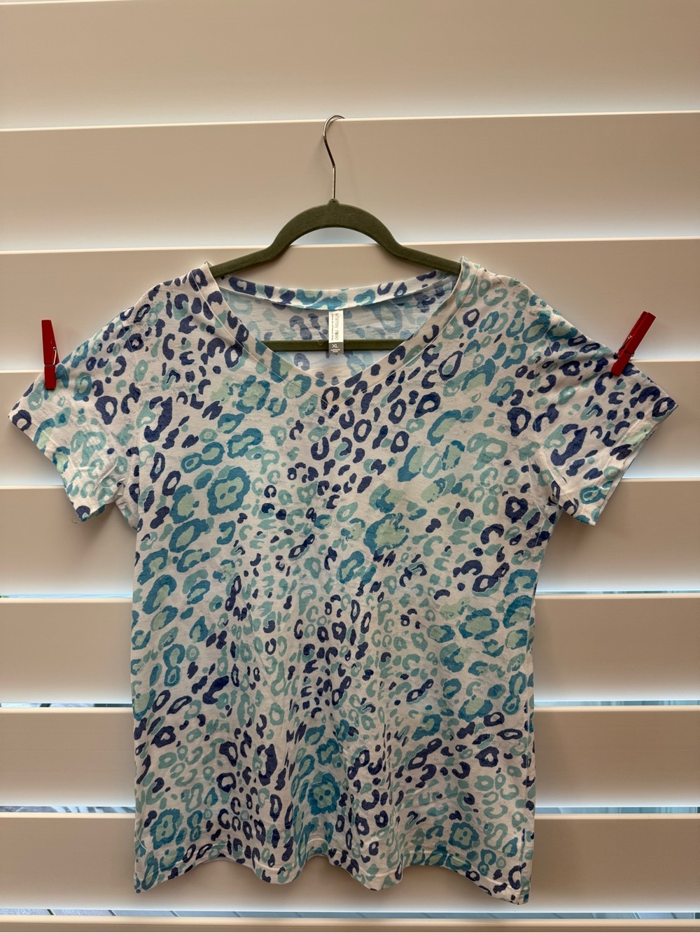 Women’s Whimsy Rose Blue Teal Animal Print Short Sleeve Top